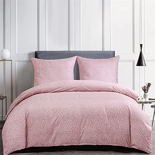 Gezu Bettwäsche Rosa 155x220cm Altrosa Pink Uni Muster Bettwäsche Set Microfaser Bettbezug und 2 Kissenbezüge 80x80cm mit Reißverschluss von Gezu