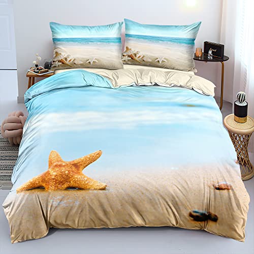 Gezu Maritime Bettwäsche Meer 155x220cm Strandmotiv Seestern Muschel Blau Wende Bettwäsche Set 3D Effekt Druck Bettbezug und 2 Kissenbezüge 80x80cm mit Reißverschluss Gezu Maritime Bettwäsche Meer 155x220cm Strandmotiv Seestern Muschel Blau Wende Bettwäsche Set 3D Effekt Druck Bettbezug und 2 Kissenbezüge 80x80cm mit Reißverschluss von Gezu