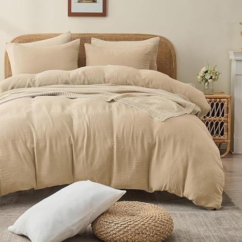Gezu Muslin Bettwäsche 200x220 Beige Khaki 100% Baumwolle Muslin Bettwäsche-Sets Leinen Set Bettbezug mit 2Kissenbezüge 80x80cm Atmungsaktiv Bequem Bettwäsche Doppelbett mit Reißverschluss Gezu Muslin Bettwäsche 200x220 Beige Khaki 100% Baumwolle Muslin Bettwäsche-Sets Leinen Set Bettbezug mit 2Kissenbezüge 80x80cm Atmungsaktiv Bequem Bettwäsche Doppelbett mit Reißverschluss von Gezu