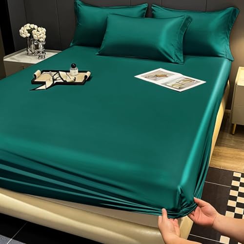 Gezu Satin Spannbettlaken 140x200cm Dunkelgrün Grün Glänzend Uni Seide Seide Glänzend Bettlaken Hochwertiges Deluxe Unifarben Spannbetttuch 140x200cm Microfaser Bettlaken für bis 10-30cm Matraze Gezu Satin Spannbettlaken 140x200cm Dunkelgrün Grün Glänzend Uni Seide Seide Glänzend Bettlaken Hochwertiges Deluxe Unifarben Spannbetttuch 140x200cm Microfaser Bettlaken für bis 10-30cm Matraze von Gezu