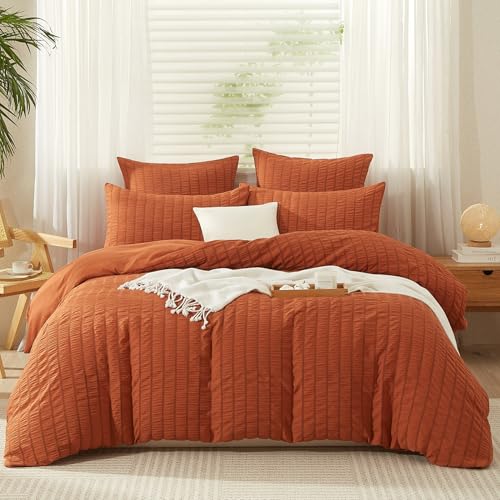 Gezu Seersucker Bettwäsche135x200cm 4teilig Orange Gelb Wendebettwäsche Streifen Geprägt Streifen Bettwaren-Set Gebürstet Komfortabler Weiche Bettbezug mit Reißverschluss und 2Kissenbezug 80x80cm Gezu Seersucker Bettwäsche135x200cm 4teilig Orange Gelb Wendebettwäsche Streifen Geprägt Streifen Bettwaren-Set Gebürstet Komfortabler Weiche Bettbezug mit Reißverschluss und 2Kissenbezug 80x80cm von Gezu