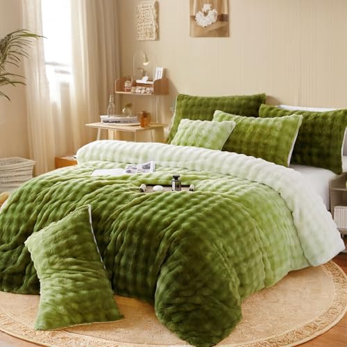 Winter Bettwäsche Warm 155x220cm Farbverlauf Grün Bettbezug aus Kaninchen Plüsch Flanell Flauschig Wende Bettwäsche Fleece Samt Cashmere Touch Bettbezug 155x220cm 3 Teilig-Fusselfrei Winter Bettwäsche Warm 155x220cm Farbverlauf Grün Bettbezug aus Kaninchen Plüsch Flanell Flauschig Wende Bettwäsche Fleece Samt Cashmere Touch Bettbezug 155x220cm 3 Teilig-Fusselfrei von Gezu