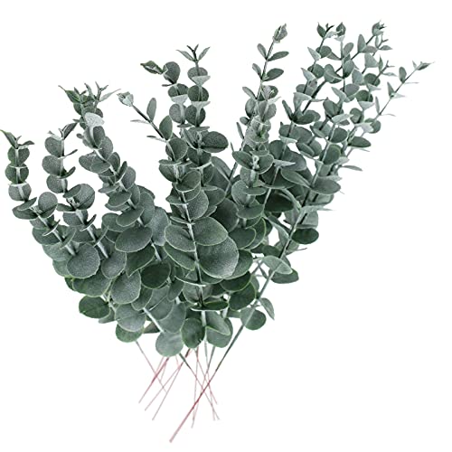 10 Stück Künstliche Eukalyptus Zweige,38 cm Fake Eukalyptus Pflanze Zweige,Realistische Künstliche Pflanzen für Hochzeit, Party, Zuhause, Tischdekoration, Blumenarrangement (Graugrüne) von Gfamous