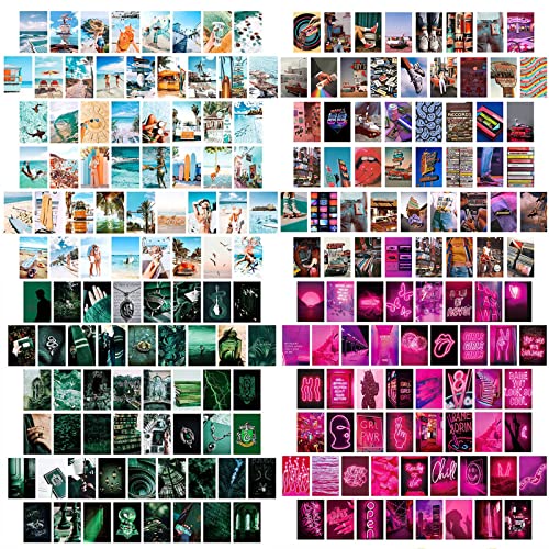 100 Stück Retro Wandcollage,Wandcollagen Aesthetic,Vintage ästhetische Bild Collage Kit,Poster Set Rosa Grün,Poster Set für Raumdekoration Wohnheim-Wanddekoration Schlafzimmer Mädchen-4x6 Zoll von Gfamous