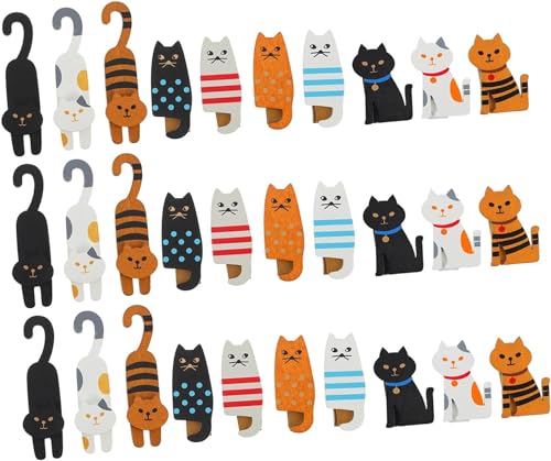 Gfamous 30st Katze Holzclip Kleiderbügel Katze Holzclip Wäscheklammer Katze Holzclip visitenkarten Halterung wandverkleidung Kleine Handwerk Clips Weihnachten Name Karte Clips japanisch von Gfamous