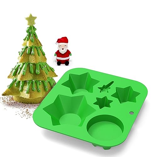 Gfamous Weihnachtsbaum-Schokoladenform,1 x 3D Muster Weihnachten Schokoladenformen,Weihnachtsbaum-Silikonform,Silikon Weihnachts Fondant Formen DIY Backwerkzeuge,Backformen für Weihnachtsdekoration von Gfamous