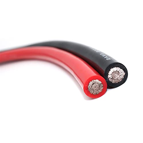 FlexibelKabel 3 Meter weiches, hitzebeständiges Batteriekabel, 1 AWG 2 AWG 4 AWG 6 AWG 7 8 10 12 14 AWG, verzinnter Kupfersilikondraht, rot-schwarze Silikonleitungen Heizungszubehör ( Color : Schwarz von Gfpql