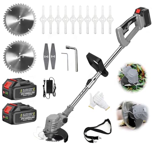 21V Akku Rasentrimmer mit Akku Freischneider Elektrischer 3-In-1 Akku Motorsense Rasentrimmer Mit 2 Batterien, Elektro-Trimmer Garten Rasen Unkraut Trimmer für Garten, Hof 21V Akku Rasentrimmer mit Akku Freischneider Elektrischer 3-In-1 Akku Motorsense Rasentrimmer Mit 2 Batterien, Elektro-Trimmer Garten Rasen Unkraut Trimmer für Garten, Hof von GfsGsjzc