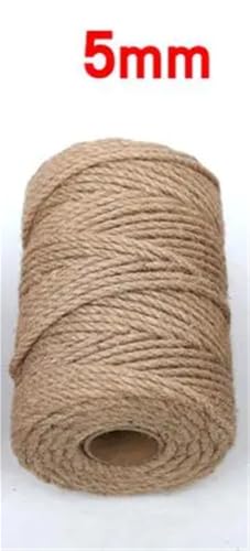 Gfsdjalkj Natürliche Hanfschnur, Juteseile, Bindfadenseil for Dekoration, Katzen- und Haustierkratzdekoration, Heimdekoration(5mm x 100m) von Gfsdjalkj