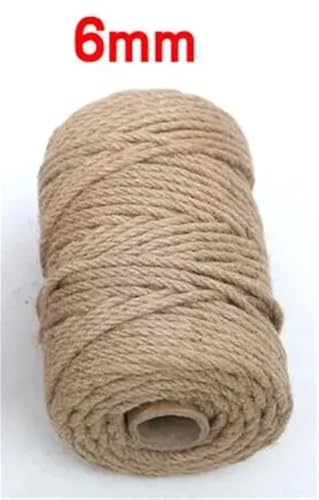 Gfsdjalkj Natürliche Hanfschnur, Juteseile, Bindfadenseil for Dekoration, Katzen- und Haustierkratzdekoration, Heimdekoration(6mm x 100m) von Gfsdjalkj
