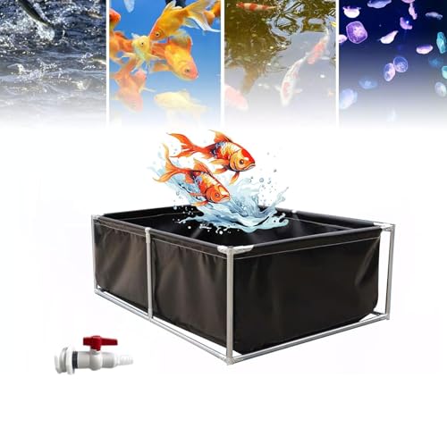 Gguwug 3m Oberirdische Schwimmbecken miniteich Becken PVC-Planenbecken,faltbecken für koi, Aquarium Pool Teich mit Ablassventil Rahmenpools Verformt Sich Nicht leicht fertigteich for Aquakultur von Gguwug