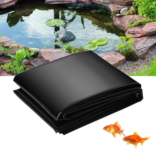 Gguwug teichfolie 11X15m poolfolie Schwarz HDPE Teichfolien Schwerlast, Gartenpoolmembran Stabil und langlebig Dichtungsfolie Teichmembran für Häuser Teiche Blumen Gärten für gartebnpools von Gguwug