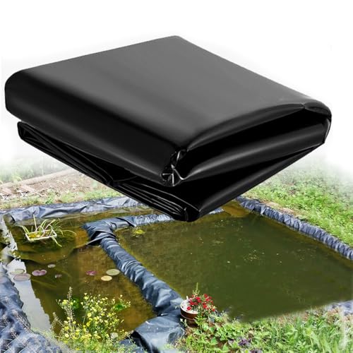 Gguwug teichfolie 5x11.5m poolfolie Schwarz HDPE Teichfolien Schwerlast, Gartenpoolmembran Stabil und langlebig Dichtungsfolie Teichmembran für Häuser Teiche Blumen Gärten für gartebnpools von Gguwug
