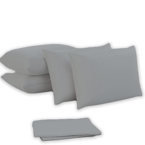 Kissenbezüge, 4er-Pack, Hausfrauen-Kissenbezug-Set, Hotelverschluss, weiches, pflegeleichtes Polyester-Baumwoll-Mischgewebe, einfarbig, Kissenbezug für Schlafzimmer, 50 x 75 cm (grau) von Ghazlan