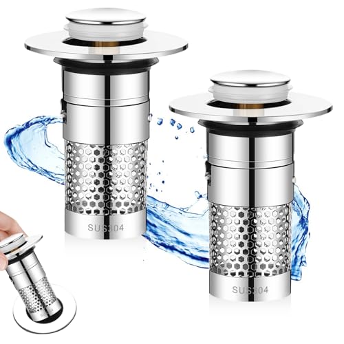 Ghazpmuk 2 Stücke WaschbeckenstöPsel, Abflussstopfen Waschbecken für 33-40mm Abfluss Ablauf, Pop Up Ablaufventil Universal, Waschbecken Sieb Mit Haarsieb, Abflusssieb für Aufsatzwaschbecken von Ghazpmuk