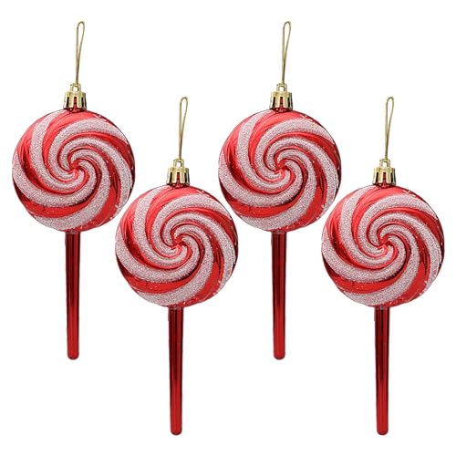 4 Pcs Christmas Lollipop Ornament, Acrylic Red And White Gold Candy Cane Christmas Tree Hanging Ornament Swirl Lollipop Mould DecorationChristmas Lollipop Ornament Christmas Tree Lollipop Ornament Set von Ghirting