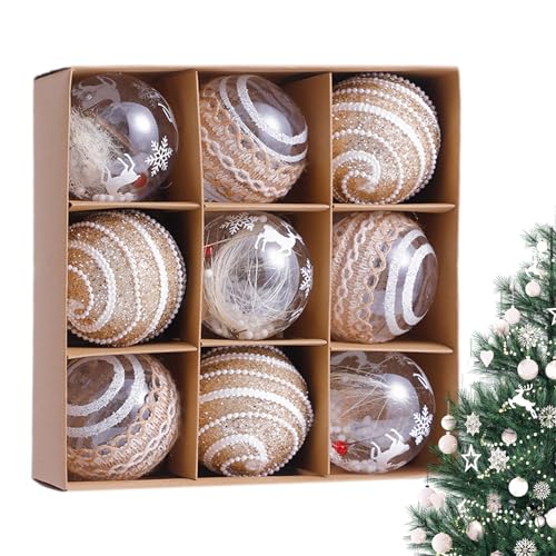 Weihnachtskugel-Set,Feiertags-Ornament-Dekorationskugel-Set - 3 Zoll Home Decor Saisonale Kugeln Set, Christbaumschmuck, Weihnachtsdekorationen 9tlg Ghirting von Ghirting