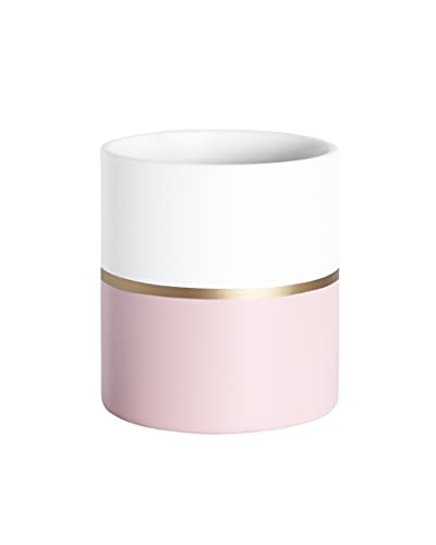 Ghitine Pflanztöpfe für Pflanzen im Innenbereich, 17,8 cm, moderner Keramik-Blumentopf mit Ablaufloch für Home Office Dekoration (weiß rosa mit goldenen Details) von Ghitine