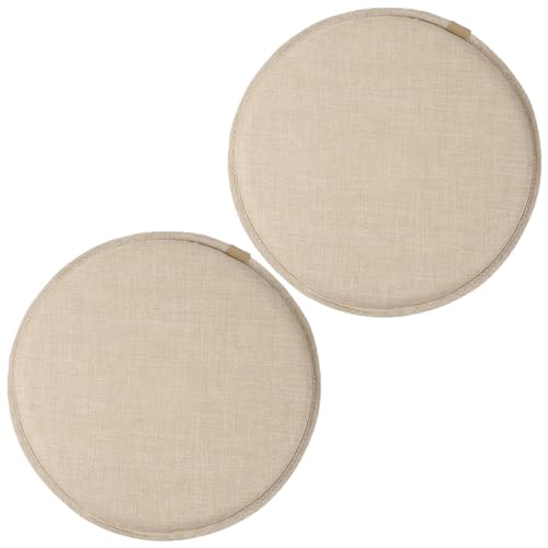 1/2/4 Packs Rundes Sitzpolster, Stuhlpolster Mit Elastischen Haken, Durchmesser 30cm/33cm/35cm/40cm/45cm Rutschfestes Hocker Sitzkissen, Esszimmerstuhlkissen ( Color : Beige white , Size : 30*30cm(2pa von Ghjceviov