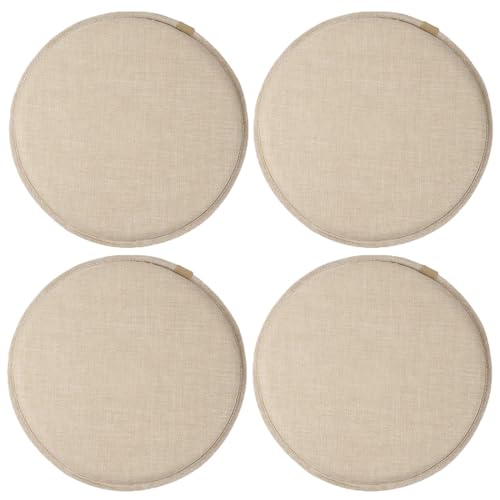 1/2/4 Packs Rundes Sitzpolster, Stuhlpolster Mit Elastischen Haken, Durchmesser 30cm/33cm/35cm/40cm/45cm Rutschfestes Hocker Sitzkissen, Esszimmerstuhlkissen ( Color : Beige white , Size : 40*40cm(4pa von Ghjceviov