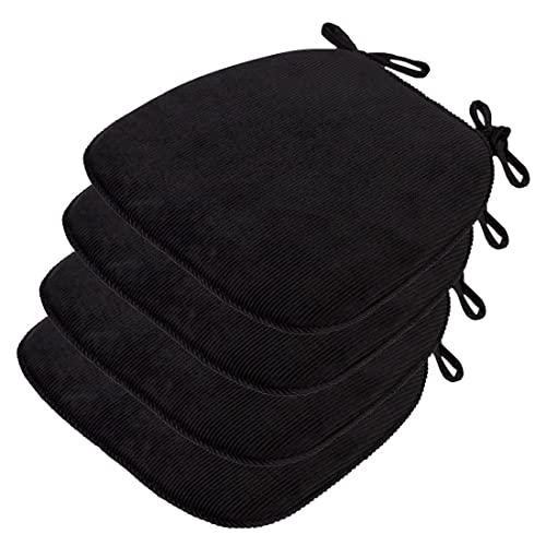 Ghjceviov 1/2/4 Packungen Plüsch-Sitzkissen/Esszimmerstuhlkissen, Abnehmbare Und Waschbare rutschfeste Sitzpolster, Geeignet for Küche, Wohnzimmer, Büro (Color : Black, Size : 40 * 43cm (4packs)) von Ghjceviov