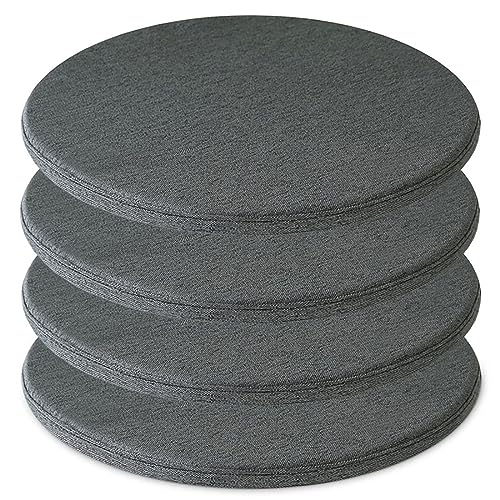 1/2/4 Packungen rutschfeste Stuhlkissen, Runde Sitzpolster Aus Memory-Schaum, Atmungsaktive Baumwolle Leinen Stuhlpolster, Kleine Runde Hocker-Sitzkissen (Color : Dark Grey, Size : 30 * 30cm(4packs)) von Ghjceviov