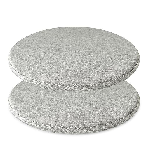 1/2/4 Packungen rutschfeste Stuhlkissen, Runde Sitzpolster Aus Memory-Schaum, Atmungsaktive Baumwolle Leinen Stuhlpolster, Kleine Runde Hocker-Sitzkissen (Color : Light Grey, Size : 35 * 35cm(2packs) von Ghjceviov