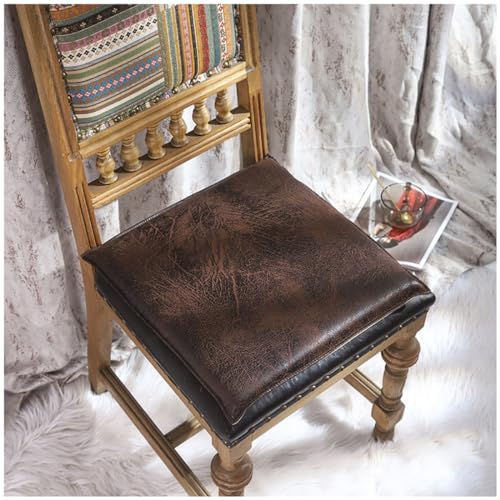 Wildleder-Sitzkissen Im Vintage-Stil, Rutschfeste Stuhlauflage, Quadratische Hocker-Sitzauflage Mit Reißverschluss, Esszimmerstuhlkissen Aus Memory-Schaum ( Color : Black brown , Size : 40*40*4.5cm ) von Ghjceviov