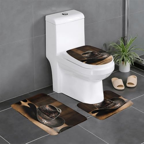 Ghjkfbf 3-teiliges Badezimmerteppich-Set, Motiv: American West Rodeo, WC-Vorleger, U-förmige Matte, WC-Deckelbezug Ghjkfbf 3-teiliges Badezimmerteppich-Set, Motiv: American West Rodeo, WC-Vorleger, U-förmige Matte, WC-Deckelbezug von Ghjkfbf
