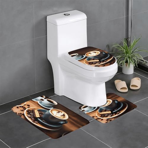 Ghjkfbf 3-teiliges Badezimmerteppich-Set, WC-Vorleger, Badematte, U-Form, WC-Deckelbezug Ghjkfbf 3-teiliges Badezimmerteppich-Set, WC-Vorleger, Badematte, U-Form, WC-Deckelbezug von Ghjkfbf