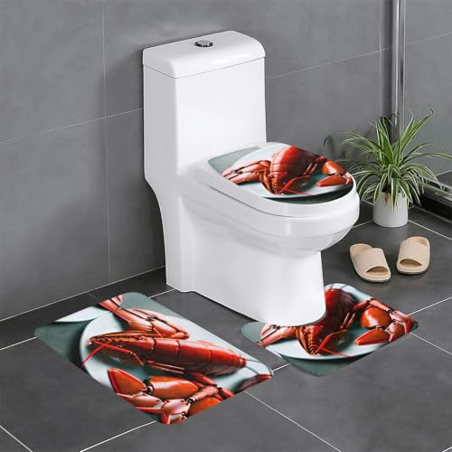 Ghjkfbf 3-teiliges Badezimmerteppich-Set, WC-Vorleger, Badematte, U-Form, WC-Deckelbezug von Ghjkfbf