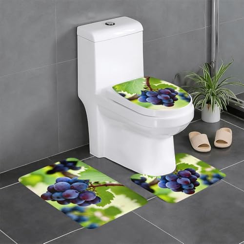 Ghjkfbf 3-teiliges Badezimmerteppich-Set, WC-Vorleger, Badematte, U-Form, WC-Deckelbezug von Ghjkfbf