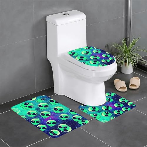 Ghjkfbf 3-teiliges Badezimmerteppich-Set, WC-Vorleger, U-Form, WC-Deckelbezug, Grün Ghjkfbf 3-teiliges Badezimmerteppich-Set, WC-Vorleger, U-Form, WC-Deckelbezug, Grün von Ghjkfbf