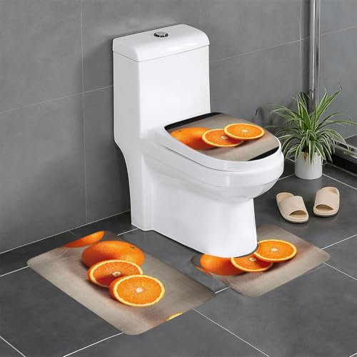 Ghjkfbf 3-teiliges Badezimmerteppich-Set, WC-Vorleger, U-Form, WC-Deckelbezug, Orange Ghjkfbf 3-teiliges Badezimmerteppich-Set, WC-Vorleger, U-Form, WC-Deckelbezug, Orange von Ghjkfbf