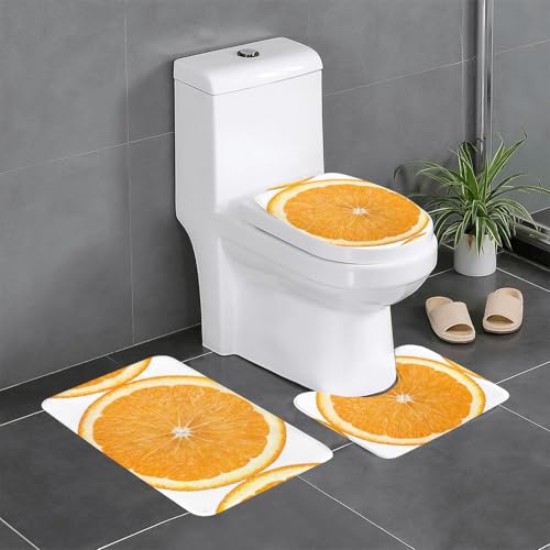 Ghjkfbf 3-teiliges Badezimmerteppich-Set, WC-Vorleger, U-Form, WC-Deckelbezug, Orange Ghjkfbf 3-teiliges Badezimmerteppich-Set, WC-Vorleger, U-Form, WC-Deckelbezug, Orange von Ghjkfbf