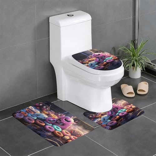 Ghjkfbf 3-teiliges Badezimmerteppich-Set mit Donuts-Druck, WC-Vorleger, U-Form, WC-Deckelbezug Ghjkfbf 3-teiliges Badezimmerteppich-Set mit Donuts-Druck, WC-Vorleger, U-Form, WC-Deckelbezug von Ghjkfbf