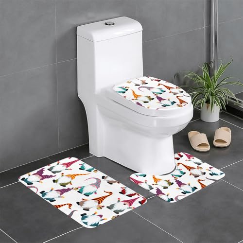 Ghjkfbf 3-teiliges Badezimmerteppich-Set mit lustigem Weihnachtsmotiv, WC-Vorleger, U-Form, WC-Deckelbezug Ghjkfbf 3-teiliges Badezimmerteppich-Set mit lustigem Weihnachtsmotiv, WC-Vorleger, U-Form, WC-Deckelbezug von Ghjkfbf