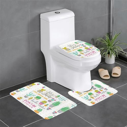 Ghjkfbf Badezimmerteppich-Set, Sukkulenten-Motiv, 3-teilig, WC-Vorleger, U-förmige Matte, WC-Deckelbezug Ghjkfbf Badezimmerteppich-Set, Sukkulenten-Motiv, 3-teilig, WC-Vorleger, U-förmige Matte, WC-Deckelbezug von Ghjkfbf