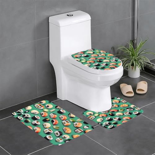 Ghjkfbf Badezimmerteppich-Set, Sushi-Lebensmitteldruck, 3-teilig, WC-Vorleger, U-Form, WC-Deckelbezug Ghjkfbf Badezimmerteppich-Set, Sushi-Lebensmitteldruck, 3-teilig, WC-Vorleger, U-Form, WC-Deckelbezug von Ghjkfbf