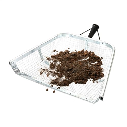 Erntesieb Metall Sandsieb Schaufel Stabiles Edelstahl Bodensieb Ergonomische Bauernhofschaufel 43.0x33.0 cm Easy Grip Erntesieb Sammelwerkzeug für Gartenarbeit von Ghjkldha