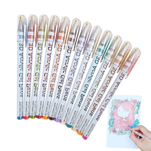 Ghjkldha Acryl Gel Stifte | Akrylic Malstifte Zum Ausmalen,Zeichenmarker Auf Wasserbasis Für Stein Stoff Karten Leinwand Scrapbook Papier Kreative Projekte von Ghjkldha