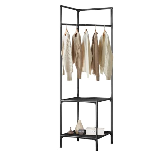Ghjkldha Bodenstehender Kleiderständer | Tragbarer Kleiderständer | Metall Kleiderständer | Freistehender Kleiderständer Kleiderständer mit Ablagen Rollgarderobe von Ghjkldha