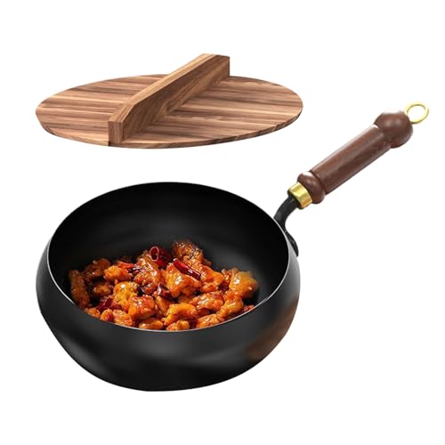 Ghjkldha Hand Made Iron Pot with Wooden Handle, Hand-Forged Non-Stick Wok Pan, 24cm Cookware with Anti-Scalding Handle, Versatile Kitchen Essential for Stoves and Induction Cookers Ghjkldha Hand Made Iron Pot with Wooden Handle, Hand-Forged Non-Stick Wok Pan, 24cm Cookware with Anti-Scalding Handle, Versatile Kitchen Essential for Stoves and Induction Cookers von Ghjkldha