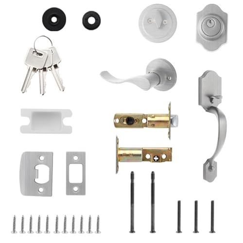 Ghjkldha Haustürgriff, schwarze, gebürstete Aluminium -Legierungs -Türschloss für Sicherheit, robuste Hardware mit einfacher Installation und elegant von Ghjkldha