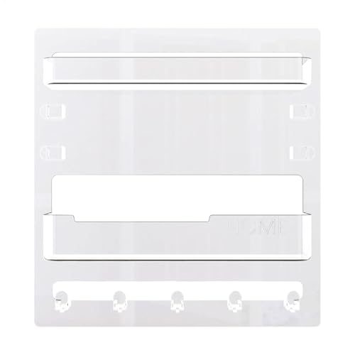 Ghjkldha Kitchen Floating Shelves, Wall Mount Storage Rack, Space Saving Shelf with Hooks and Cable Clips, 9.45x9.06x2.13 inches Ideal for Dorm Room, Phone, Remote and Earphone Organization von Ghjkldha