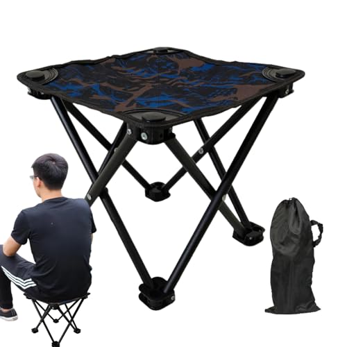 Ghjkldha Klappbare Outdoor Stühle | Klappbarer Tragbarer Campinghocker Mit Tragetasche - Leichter Gartenhocker Mit Staufach, Robuste Unterstützung Bequem Für Outdoor Sport Reisen Bergsteigen Rasen von Ghjkldha