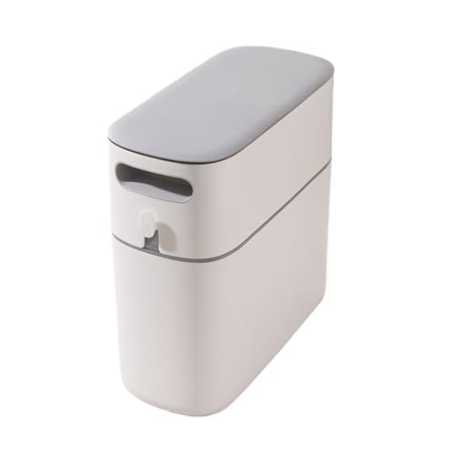 Ghjkldha Narrow Garbage Can, Bathroom Trash Bin, Space-Saving Odor-Proof Wastebasket with Decorative Design for Kitchen Bedroom Cabinet Rubbish Storage Solution, 11.02x5.31x10.83 Inches von Ghjkldha