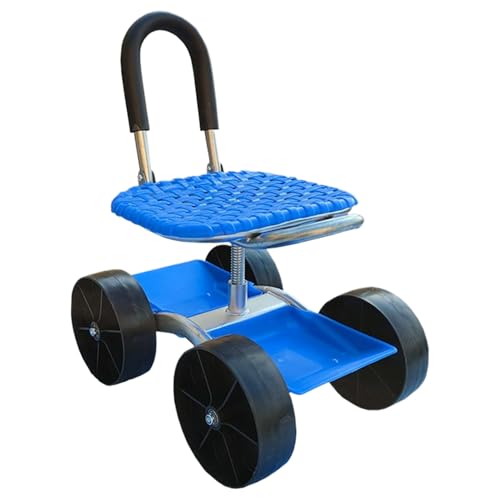 Ghjkldha Rolling Garden Cart Seat, Adjustable Gardening Chair, Swivel Work Seat, 23.62x18.5x12.2 Inches, Tool Tray Storage, Sturdy Design, for Outdoor Planting Weeding Maintenance Tasks von Ghjkldha