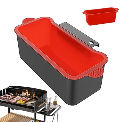 Ghjkldha Silikon-Fettauffangeinlagen, flexible Grill-Fettpfanneneinlagen, spülmaschinenfeste Fetteinlagen, Lebensmittelqualität, Grill-, Picknick-Fettfangeinlagen, Camping-Fettpfannenschutz von Ghjkldha