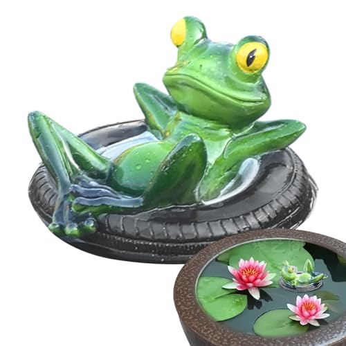 Ghjkldha Statue, Schwimmende Resin Figur, Liegeposition Auf Reifen Als Fotodeko Für Garten Balkon Pool Terrasse Außenbereich von Ghjkldha